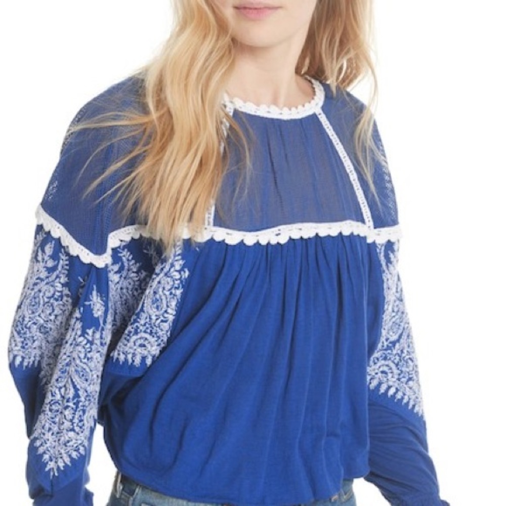 NWT Free People Carly Embroidered Blouse - Picture 1 of 4